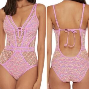 Becca by Rebecca Virtue Women's Multicolor Swimsuit One Piece Tie Back Medium